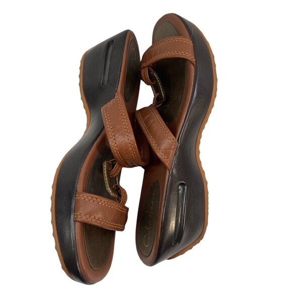 COLE HAAN Women Sandals Size 10 Brown Sasha Slide Wedge Summer Beach Spring s-9 - Picture 5 of 9